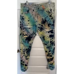 Smoke Rise Tie-Dye Slim Fit Jeans 36x32 Super Stretch NWT Multicolor Denim